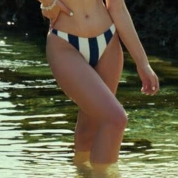 NWT WET Swimwear Striped Bikini Bottom in Navy / White - Picture 3 of 3